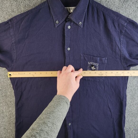 Iceberg Shirt Disney Medium Blue Long Sleeve Button Up Mickey Mouse Embroidery - Picture 5 of 16